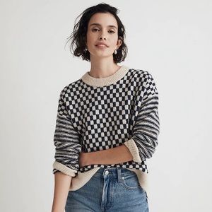Madewell Crewneck Sweater in Checked Stripe